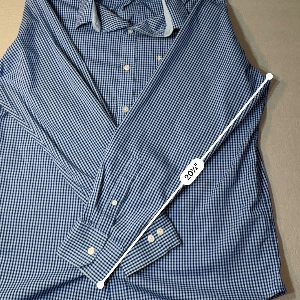 IZOD Mens Blue Gingham Non-Iron Stretchy Business Casual Button‎ Down Shirt